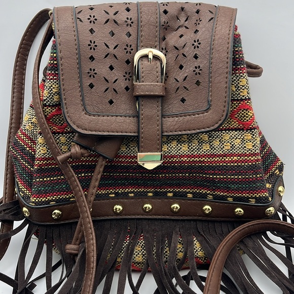 unbranded Handbags - Boho backpack festival studded mini purse bag- fringed tassels